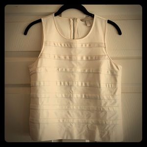 White tank top with subtle leather stripes